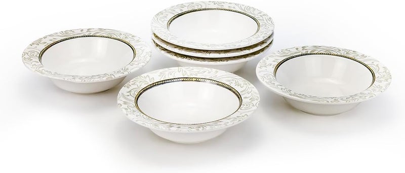 Edessa Ceramic Elana 17Cm Round Serving Bowl, White - Versatile Medium-Size Ceramic Bowl for Serving Salads, Curries, Snacks & Side Dishes - Microwave & Dishwasher Safe (Set of 6) - Image 1